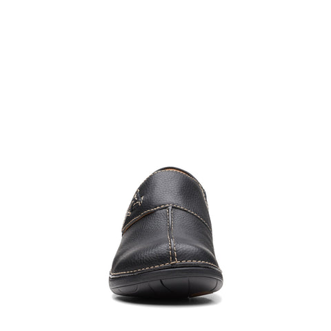 Clarks Un Loop Ave 26168708 Womens Black Leather Slip On Loafer Flats Shoes