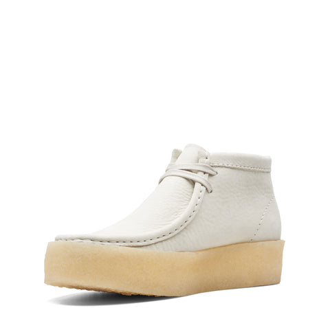Clarks Wallabee Cup Boot 26168988 Womens White Nubuck Lace Up Chukkas Boots