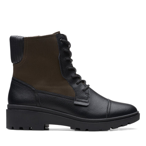 Clarks Calla Charm 26169146 Womens Black Leather Lace Up Casual Dress Boots