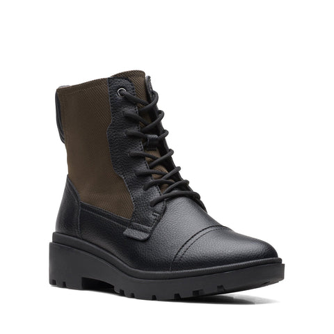 Clarks Calla Charm 26169146 Womens Black Leather Lace Up Casual Dress Boots