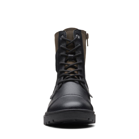 Clarks Calla Charm 26169146 Womens Black Leather Lace Up Casual Dress Boots
