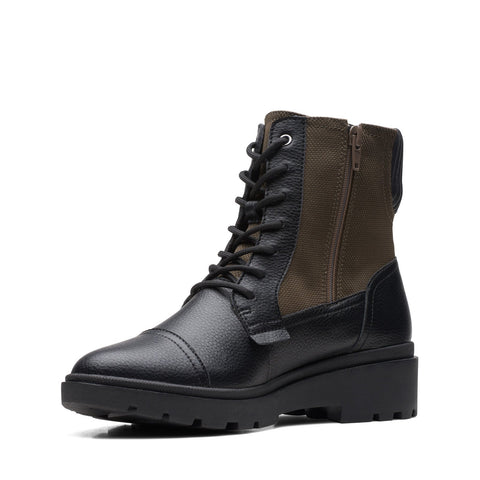 Clarks Calla Charm 26169146 Womens Black Leather Lace Up Casual Dress Boots