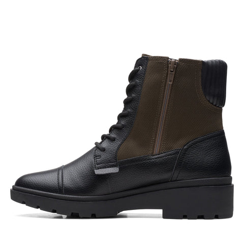 Clarks Calla Charm 26169146 Womens Black Leather Lace Up Casual Dress Boots