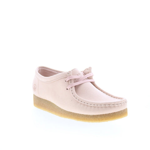 Clarks Wallabee 26169435 Womens Pink Canvas Oxfords & Lace Ups Casual Shoes