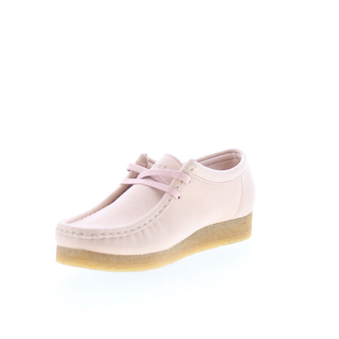 Clarks Wallabee 26169435 Womens Pink Canvas Oxfords & Lace Ups Casual Shoes