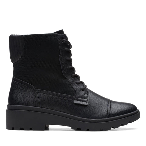 Clarks Calla Charm 26169437 Womens Black Leather Lace Up Casual Dress Boots