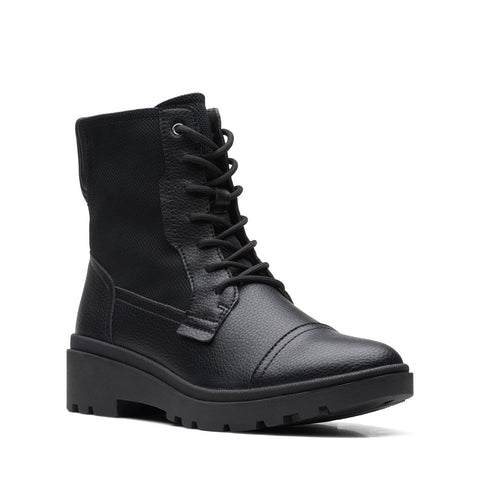 Clarks Calla Charm 26169437 Womens Black Leather Lace Up Casual Dress Boots