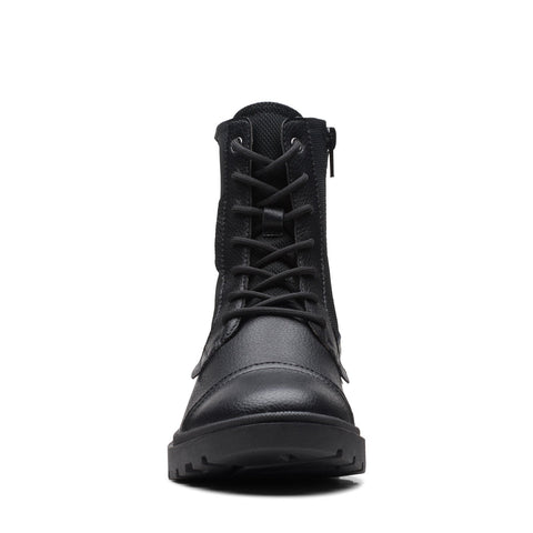 Clarks Calla Charm 26169437 Womens Black Leather Lace Up Casual Dress Boots