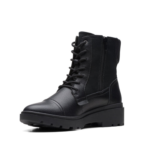 Clarks Calla Charm 26169437 Womens Black Leather Lace Up Casual Dress Boots