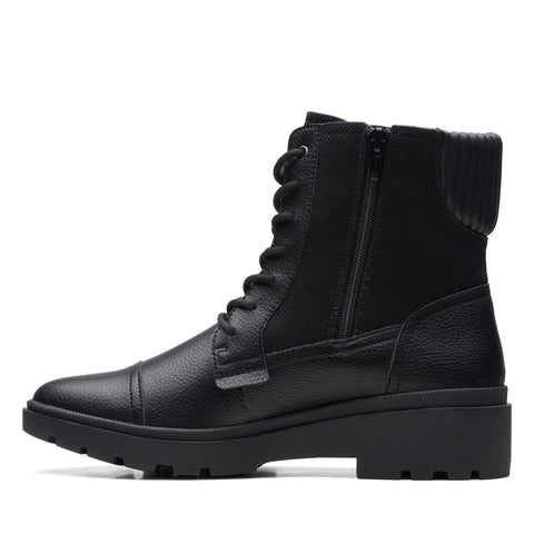 Clarks Calla Charm 26169437 Womens Black Leather Lace Up Casual Dress Boots