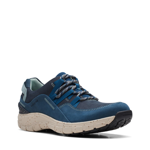 Clarks Wave Range AP 26169486 Womens Blue Leather Lifestyle Sneakers Shoes