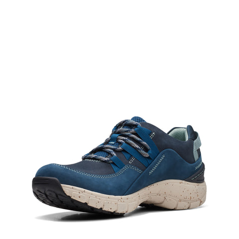 Clarks Wave Range AP 26169486 Womens Blue Leather Lifestyle Sneakers Shoes
