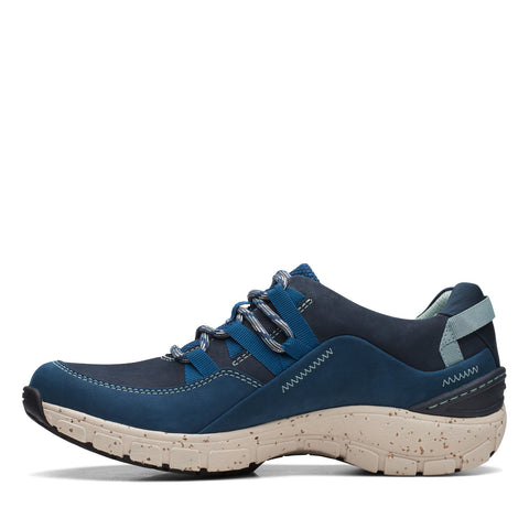 Clarks Wave Range AP 26169486 Womens Blue Leather Lifestyle Sneakers Shoes