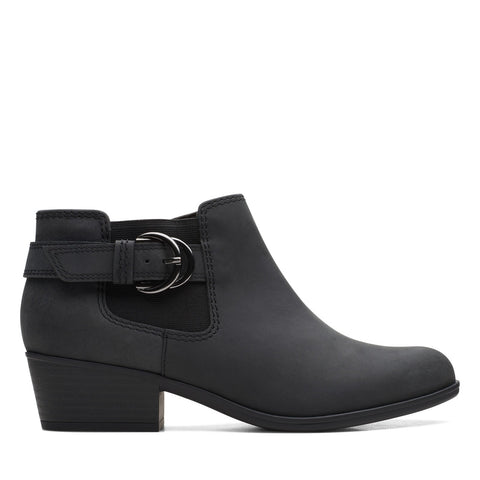 Clarks Adreena Field 26169610 Womens Black Leather Ankle & Booties Boots