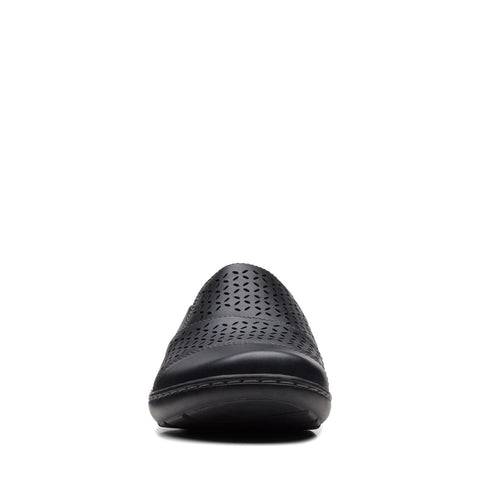 Clarks Cora Drift 26170466 Womens Black Leather Slip On Loafer Flats Shoes