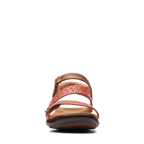 Clarks Kitly Way 26170995 Womens Red Leather Strap Sandals Shoes