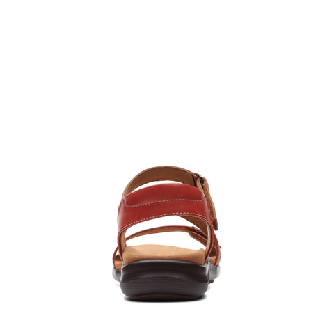 Clarks Kitly Way 26170995 Womens Red Leather Strap Sandals Shoes