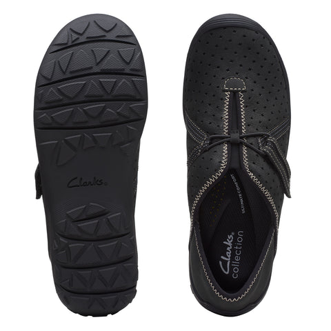 Clarks Fiana Braley 26171202 Womens Black Wide Lifestyle Sneakers Shoes