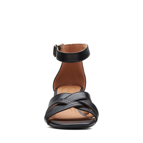 Clarks Cielo Charm 26171524 Womens Black Leather Heeled Sandals Shoes