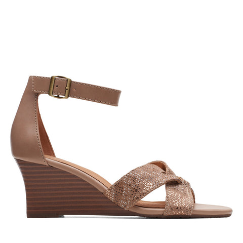Clarks Cielo Charm 26171525 Womens Brown Leather Wedges Sandals Shoes