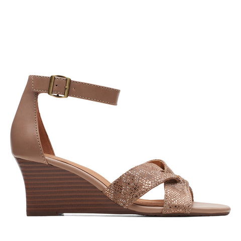 Clarks Cielo Charm 26171525 Womens Brown Wide Heeled Sandals Shoes