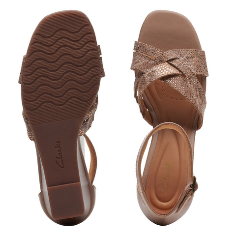 Clarks Cielo Charm 26171525 Womens Brown Wide Heeled Sandals Shoes