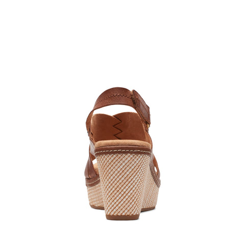 Clarks Elleri Grace 26171533 Womens Brown Leather Strap Wedges Sandals Shoes