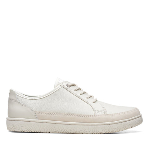 Clarks Hodson Lace 26171709 Mens White Leather Lifestyle Sneakers Shoes 