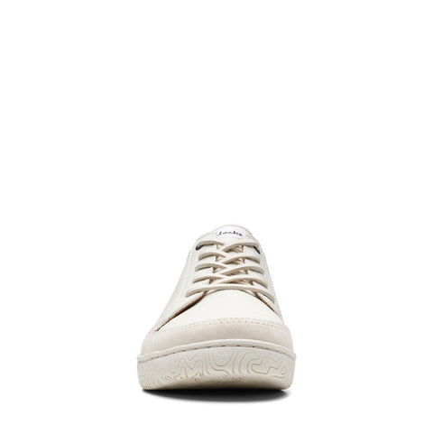 Clarks Hodson Lace 26171709 Mens White Leather Lifestyle Sneakers Shoes 