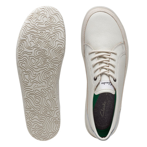 Clarks Hodson Lace 26171709 Mens White Leather Lifestyle Sneakers Shoes 