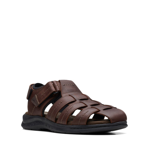 Clarks Walkford Fish 26171794 Mens Brown Wide Leather Strap Sport Sandals Shoes