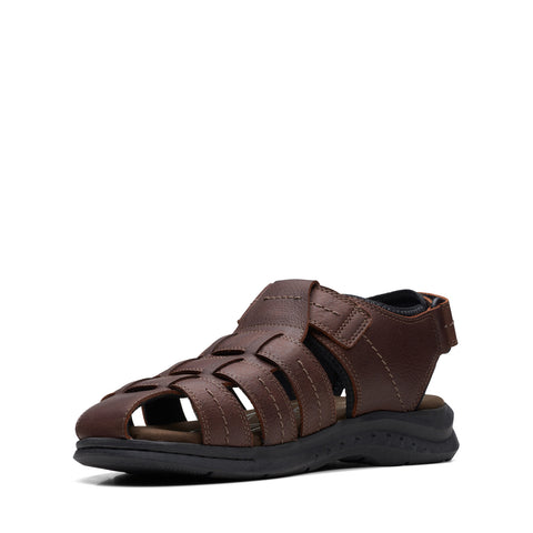 Clarks Walkford Fish 26171794 Mens Brown Wide Leather Strap Sport Sandals Shoes