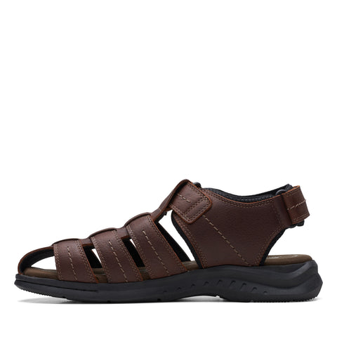 Clarks Walkford Fish 26171794 Mens Brown Wide Leather Strap Sport Sandals Shoes