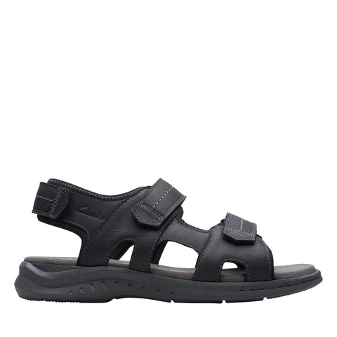 Clarks Walkford Walk 26171795 Mens Black Leather Sport Sandals Shoes