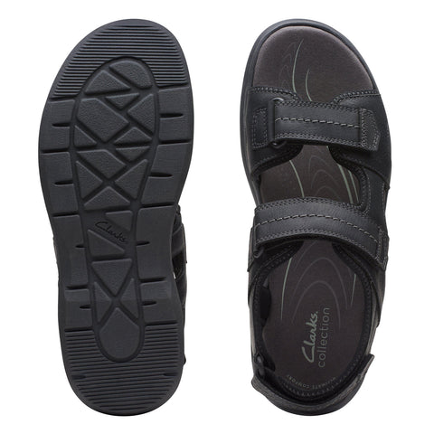 Clarks Walkford Walk 26171795 Mens Black Leather Sport Sandals Shoes