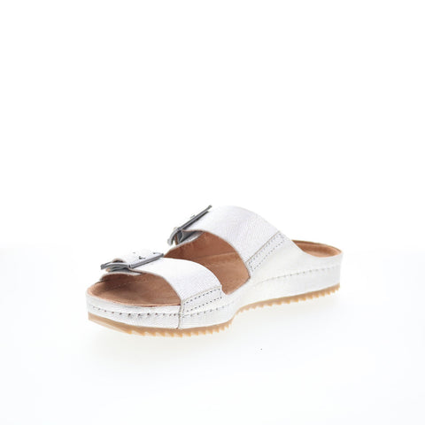 Clarks Brookleigh Sun 26171857 Womens Silver Leather Slides Sandals Shoes