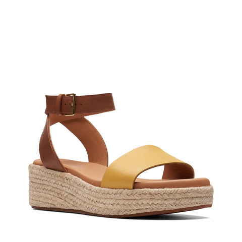 Clarks Kimmei Ivy 26171871 Womens Brown Leather Wedges Sandals Shoes
