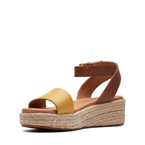 Clarks Kimmei Ivy 26171871 Womens Brown Leather Wedges Sandals Shoes