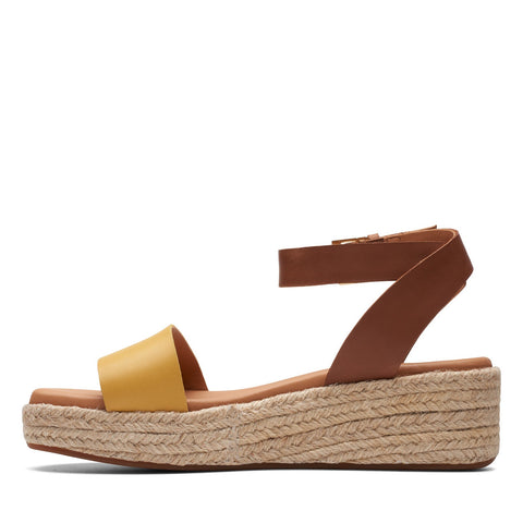 Clarks Kimmei Ivy 26171871 Womens Brown Leather Wedges Sandals Shoes