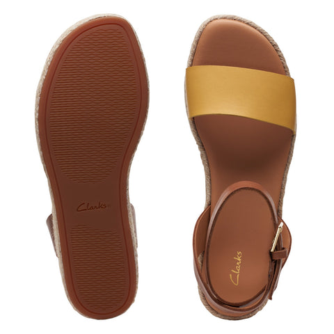 Clarks Kimmei Ivy 26171871 Womens Brown Leather Wedges Sandals Shoes