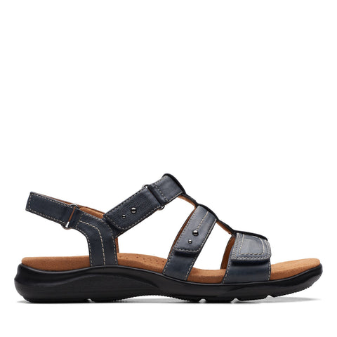 Clarks Kitly Step 26172013 Womens Blue Wide Leather Strap Sandals Shoes