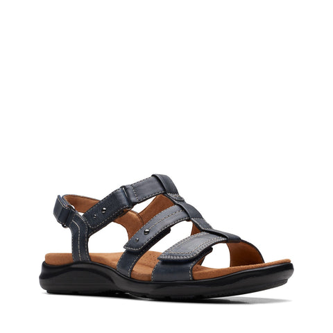 Clarks Kitly Step 26172013 Womens Blue Wide Leather Strap Sandals Shoes