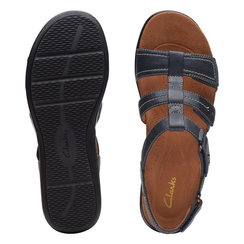 Clarks Kitly Step 26172013 Womens Blue Wide Leather Strap Sandals Shoes