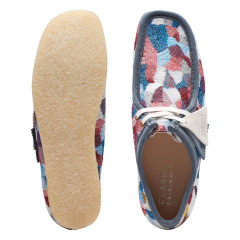 Clarks Wallabee 26172247 Mens Blue Canvas Oxfords & Lace Ups Casual Shoes