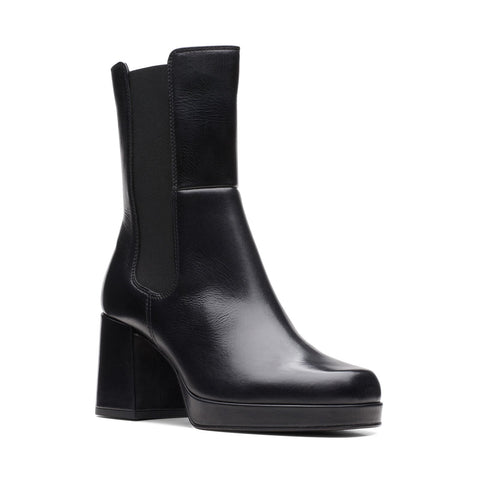 Clarks Pique Up 26172271 Womens Black Leather Slip On Chelsea Boots