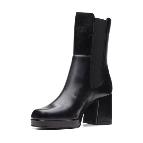 Clarks Pique Up 26172271 Womens Black Leather Slip On Chelsea Boots