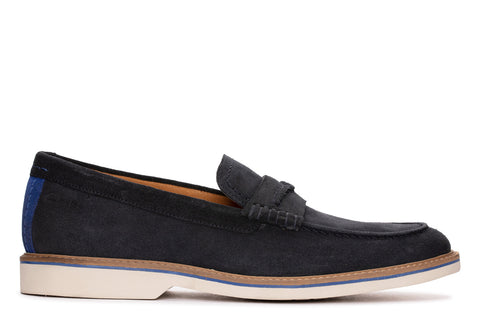 Clarks Atticus LT Slip 26172441 Mens Blue Loafers & Slip Ons Penny Shoes
