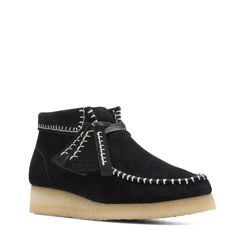 Clarks Wallabee Boot Stitch 26173225 Womens Black Suede Chukkas Boots 