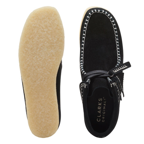 Clarks Wallabee Boot Stitch 26173225 Womens Black Suede Chukkas Boots 