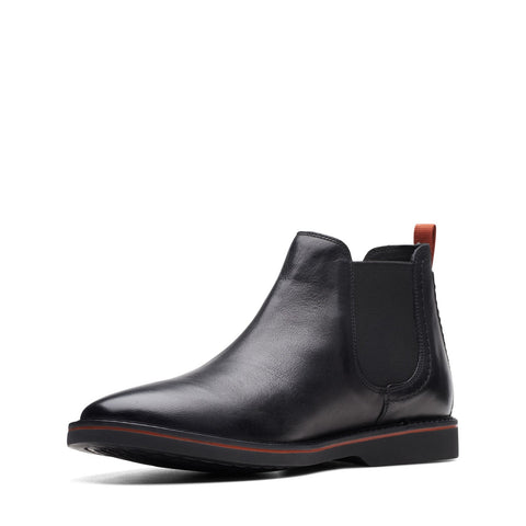 Clarks Atticus LT Top 26173417 Mens Black Leather Slip On Chelsea Boots 